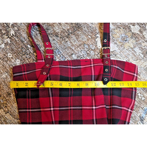 Switchblade Stiletto Red Plaid Mini Dress M Buckle Goth Punk Grunge Alt Emo - Picture 5 of 6
